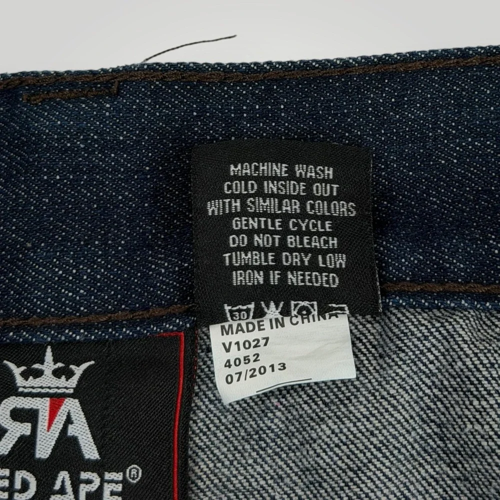 Red Ape Jeans Mens Big‎ & Tall 45x31 Blue Embroidered Argyle Straight Denim